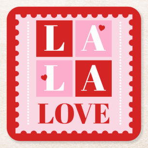 Dessous-de-verre Carré En Papier La La Love Saint-Valentin