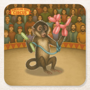 Dessous-de-verre Carré En Papier La magie du singe en ballon de Spike