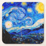 Dessous-de-verre Carré En Papier La Nuit étoilée de Vincent Van Gogh<br><div class="desc">Vincent Van Gogh La Nuit Starry. C'est un vieux chef-d'oeuvre du peintre maître néerlandais Vincent Van Gogh.Cette peinture de paysage d'art raffiné a de belles couleurs vives et saturées.  Vincent Van Gogh était un peintre impressionniste de poste hollandais. Cette image est du domaine public</div>