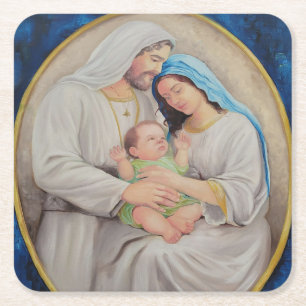 Dessous-de-verre Carré En Papier La Sainte Famille : Portrait de l'Amour Divin