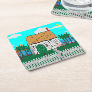 Dessous-de-verre Carré En Papier La vie à la plage