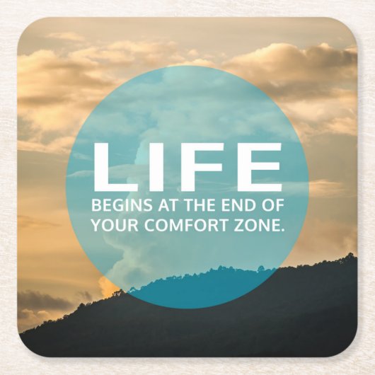 Dessous-de-verre Carré En Papier La vie commence (Devant)