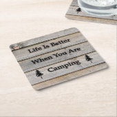 Dessous-de-verre Carré En Papier La vie est meilleure quand on campe (Incliné)