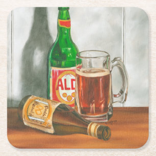 Dessous-de-verre Carré En Papier La vie toujours avec de la bière par Jennifer
