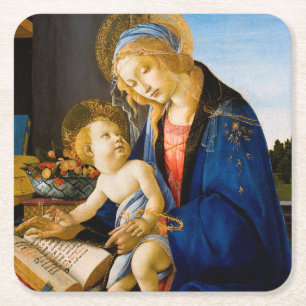 Dessous-de-verre Carré En Papier La Vierge et l'Enfant, Sandro Botticelli