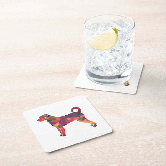 Dessous-de-verre Carré En Papier Labradoodle Chien race Silhouette Geo Multi (En situation)