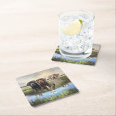 Dessous-de-verre Carré En Papier Labrador Retrievers, (Chasse aux chiens) (En situation)