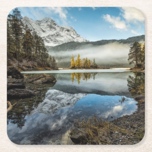 Dessous-de-verre Carré En Papier Lac Eibsee mood de matin
