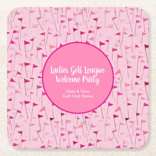 Dessous-de-verre Carré En Papier Ladies Pink Golf Flag Party Coaster (Devant)