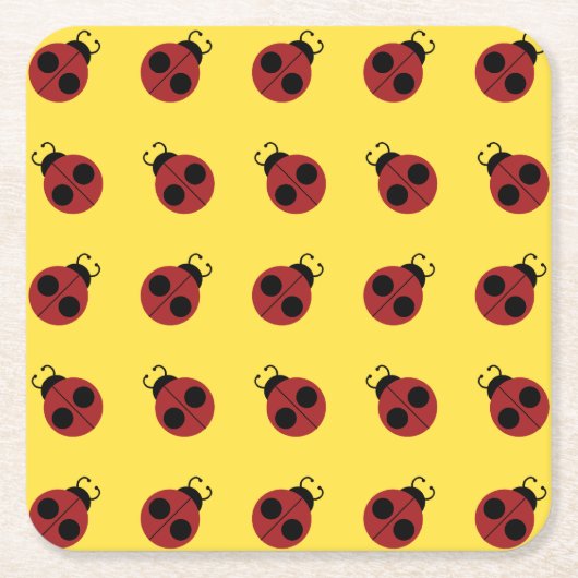 Dessous-de-verre Carré En Papier Ladybug 60s rétro cool rouge jaune (Devant)