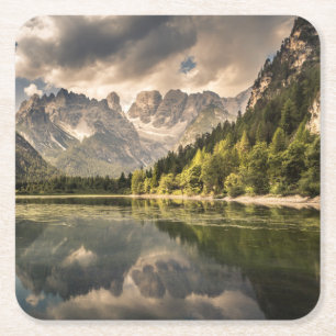Dessous-de-verre Carré En Papier Lago Di Landro Dürrensee, Italie