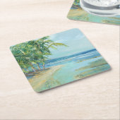 Dessous-de-verre Carré En Papier Lagon Côtier Bleu (Incliné)