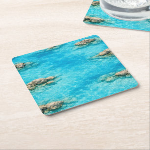 Dessous-de-verre Carré En Papier Lagune d'eau océanique turquoise