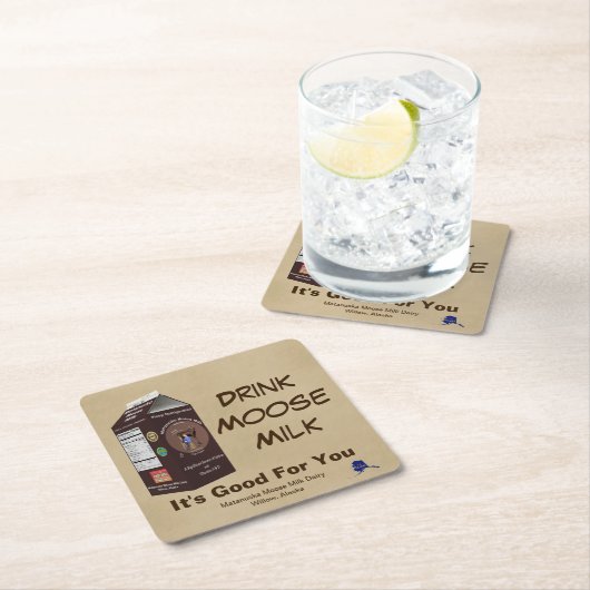 Dessous-de-verre Carré En Papier Lait d'orignal Matanuska (En situation)