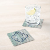 Dessous-de-verre Carré En Papier Lake Life & Preserver Blue Wood (En situation)