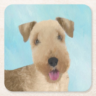 Dessous-de-verre Carré En Papier Lakeland Terrier Peinture - Cute Original Chien Ar