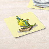 Dessous-de-verre Carré En Papier Lambeosaurus Se Possédant Sur Une Échelle De Poids (Incliné)