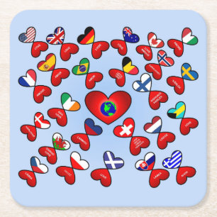 Dessous-de-verre Carré En Papier L'amour dans différentes langues à travers le mond