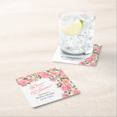 DESSOUS-DE-VERRE CARRÉ EN PAPIER L'AMOUR EST EN BLOOM ASSEZ ROSE ROSES SAUVAGES (En situation)