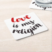 Dessous-de-verre Carré En Papier L'amour est ma religion (Incliné)