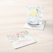 Dessous-de-verre Carré En Papier L'amour rose en fleurs Hydrangeas Shower de mariag (En situation)