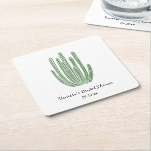 Dessous-de-verre Carré En Papier Lancement de mariage cactus tuyau d'orgue aquarell