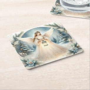 Dessous-de-verre Carré En Papier Lanterne angélique céleste de l'espoir hivernal