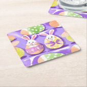 Dessous-de-verre Carré En Papier lapin avec oeufs de pâques (Incliné)