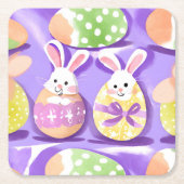Dessous-de-verre Carré En Papier lapin avec oeufs de pâques (Devant)