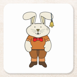 Dessous-de-verre Carré En Papier Lapin avec une cloche à l'oreille