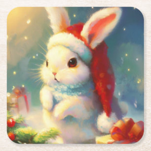Dessous-de-verre Carré En Papier Lapin de Noël 2