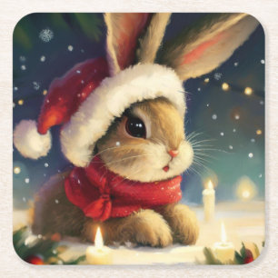 Dessous-de-verre Carré En Papier Lapin de Noël 4