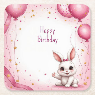Dessous-de-verre Carré En Papier Lapin Mignon Bébé Rose 🐰
