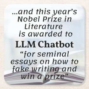 Dessous-de-verre Carré En Papier Lauréat du prix Nobel LLM Chatbot en littérature