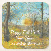 Dessous-de-verre Carré En Papier L'automne doré dans une aquarelle en chênaie (Devant)