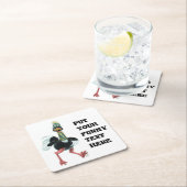 Dessous-de-verre Carré En Papier L'autruche arctique à la course (En situation)