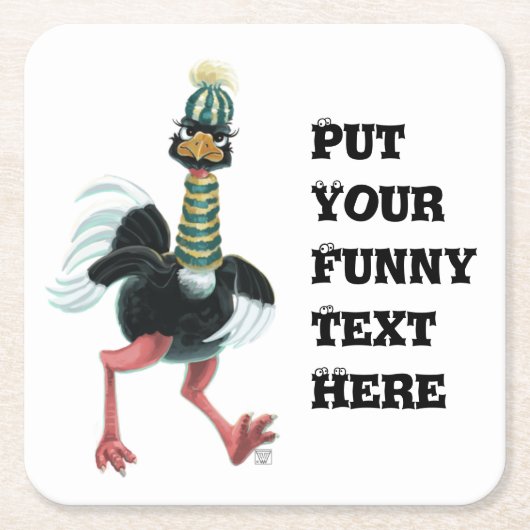 Dessous-de-verre Carré En Papier L'autruche arctique à la course (Devant)