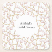 Dessous-de-verre Carré En Papier Lavage de Bride Perles Rose Or Glamour (Devant)