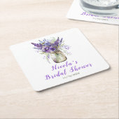 Dessous-de-verre Carré En Papier Lavande Mariage Pot Mason (Incliné)