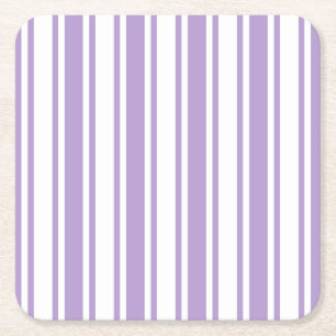 Dessous-de-verre Carré En Papier Lavande violet et blanc bonbons rayures
