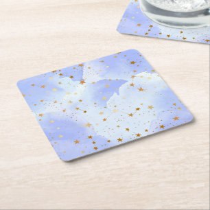 Dessous-de-verre Carré En Papier Lavendar Golden Star Motif