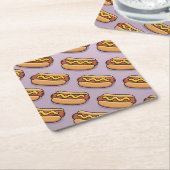 Dessous-de-verre Carré En Papier Lavender Hot Dogs Coaster Set (Incliné)