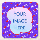 Dessous-de-verre Carré En Papier Lavender LOVE Modern Chic (Devant)