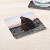 Dessous-de-verre Carré En Papier Le Christ dans le désert, Ivan Kramskoi (Incliné)