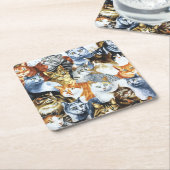 Dessous-de-verre Carré En Papier Le Clowder de CATS (Incliné)