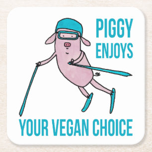 Dessous-de-verre Carré En Papier Le cochon aime votre choix vegan -