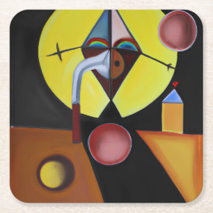 Dessous-de-verre Carré En Papier Le docteur de la peste - Peinture à l'huile