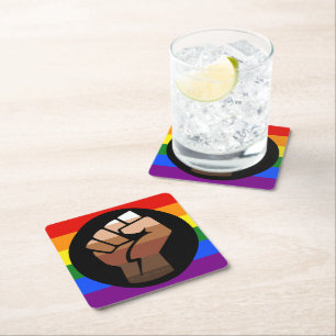 Dessous-de-verre Carré En Papier Le drapeau de couleur des personnes queer de Slipp