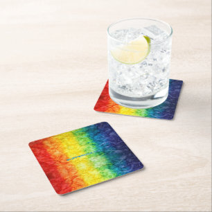 Dessous-de-verre Carré En Papier Le drapeau tie-dyé de SlipperyJoe arc-en-ciel pres