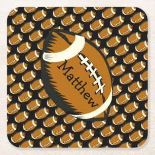 Dessous-de-verre Carré En Papier Le football Brown et noir folâtre les dessous de